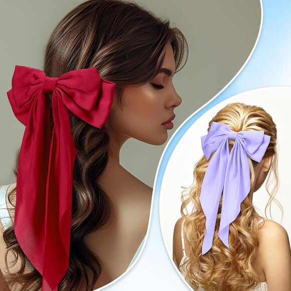 Hair Bows Bulk 50 Satin Large Hair Ribbons Clip Accessories for Women